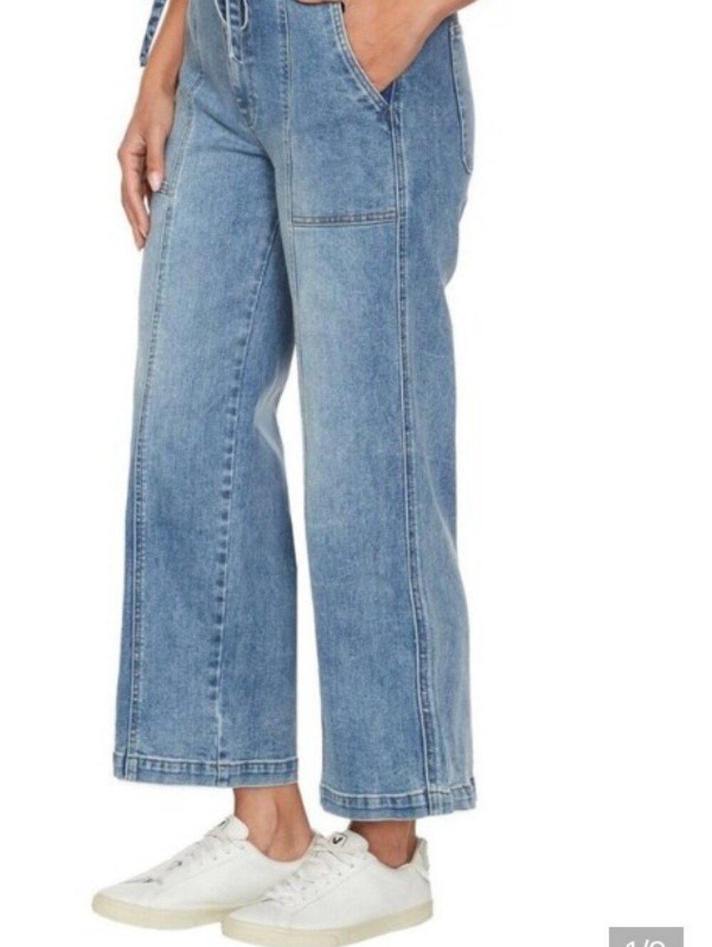 Hudson Jeans Wide Leg Belted Denim High Rise Denim Pants Light Wash Size 12/32